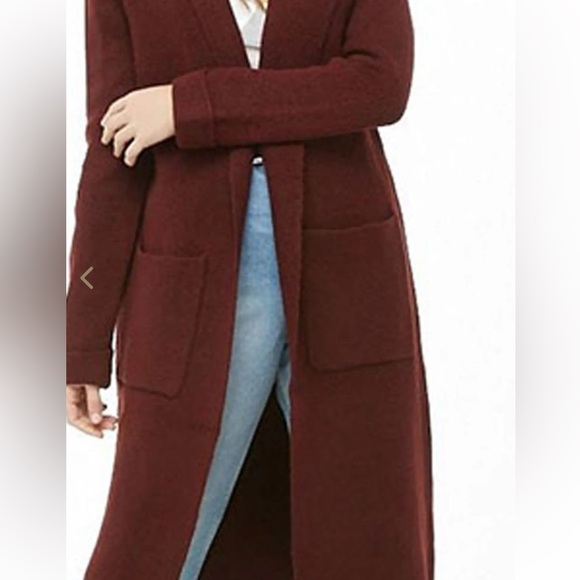 Forever 21 Deep Red Hooded Cardigan - Picture 3 of 14